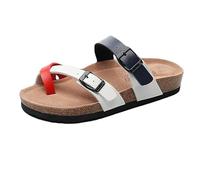 Men Cork Bunion Summer Beach Footbed Slide Sandals with Arch Support, Vintage Open Toe Orthopedic Flat Slippers Adjustable Metal Buckle Strap, for Hallux Valgus, Plantar Fasciitis(White Black,4 UK)