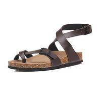 Men Cork Sandals, Men's Outdoor Adjustable Metal Buckle Cross Strap Bunion Corrector Flat Sandals, Fashion Open Toe Plantar Fasciitis Flip Flops, for Big Toes Bent Toes(Brown,6 UK)