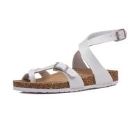 Men Cork Sandals, Men's Outdoor Adjustable Metal Buckle Cross Strap Bunion Corrector Flat Sandals, Fashion Open Toe Plantar Fasciitis Flip Flops, for Big Toes Bent Toes(White,4 UK)