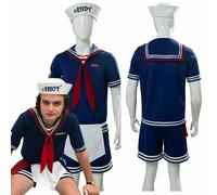 Men Cosplay Costume Season 3 Steve Harrington Scoops Ahoy Adult Kids Cospaly Navy Costumes Halloween Cosplay Adult M blue set