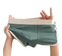 Men Cotton Boxer Shorts Breathable Striped Trunks Soft Underwear For Men Comfortable Sleepwear Bottoms Casual LOUNGEs Pants MALEs Stretchy Hipster Briefs Everyday Essential(XL Green)