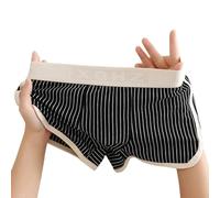 Men Cotton Boxer Shorts Breathable Striped Trunks Soft Underwear For Men Comfortable Sleepwear Bottoms Casual LOUNGEs Pants MALEs Stretchy Hipster Briefs Everyday Essential(2XL Black)