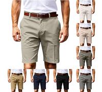 Men Cotton Casual Shorts UK Sale Clearance Chino Shorts Solid Color Pants Classic Fit Work Bermuda Short Elastic Waist Hiking Bottoms Quick Dry Travel Half Trousers Lightweight Joggers