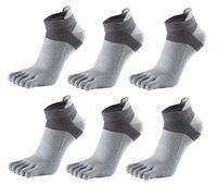 Men Cotton Low Cut Toe Socks 5 Finger No Show Mesh Wicking 6 Pack 9 Pack, Light Grey, One size