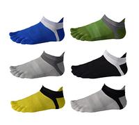 Men Cotton Low Cut Toe Socks 5 Finger No Show Mesh Wicking 6 Pack 9 Pack - - One size