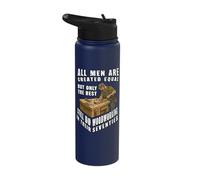 Men Created Equal Woodworking Dad Seventies 70th Birthday Stainless Steel Insulated Water Bottle