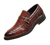 Men Crocodile Grain Faux Leather Business Shoes Elegant Pointed Formal Shoe