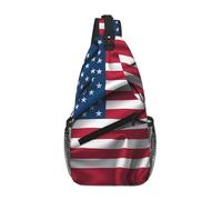 Men Cross Chest Bag Diagonally, American Flag Print Sling Crossbody, Chest Daypack Satchel, for Hiking Travel