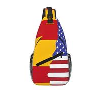 Men Cross Chest Bag Diagonally, American Spain Flag Print Sling Crossbody, Chest Daypack Satchel, for Hiking Travel