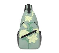 Men Cross Chest Bag Diagonally, Cartoon white lilies Print Sling Crossbody, Chest Daypack Satchel, for Hiking Travel