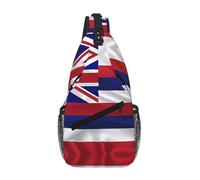 Men Cross Chest Bag Diagonally, Flag of Hawaii American Print Sling Crossbody, Chest Daypack Satchel, for Hiking Travel