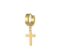 Men Cruc-shaped Earrings Hip Hop Trend Rock Style Ear Stud Clip On Earring Hoop Pendent Jewelry Party Bar Supplies Golden