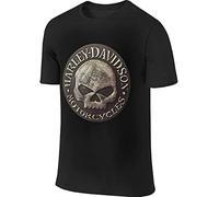 Men Custom Classic Tee Shirt Distressed Willie G Skull Leather T Shirt (Large)