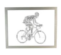 Men Cyclist Personalised Word Art Print Gift With Photo Frame Cycling Riding Birthday Fathers Day for Bike Lovers - A4 Print Only