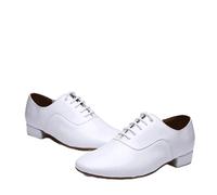 Men Dance Shoes Latin Ballroom Shoes Low Heel Modern Indoor Tango Waltz Salsa Danicng Shoes(White,40)