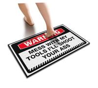 Men Decor Warning Mess With My Tools I'll Shoot Your Ass Floor Mat | Man Cabe Decor Welcome Mat For Front Door Outside(40X60CM)