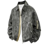 Men Denim Jacket Printed Youth Business Coat Loose Outerwear