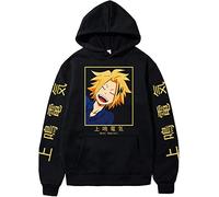 Men Denki Kaminari Cosplay Hoodie Anime Denki Costume Sweater Pullover Jacket, Black, L