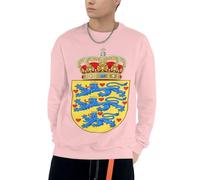 Men Denmark National Emblem Funny Printed Hoodies Drawstring Hooded Pullover Tops Sweatshirts Adults Men With Pockets Crew Neck Hoodie Sweatshirt S To 4XL For Daily Use Pink