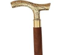 Men Derby Canes and Wooden Walking Stick for Men and Women - 37" Brown Ebony Brass T Shape Handle