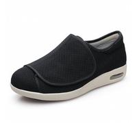 Men Diabetic Shoes Wide Width Elderly Walking Shoes with Adjustable Closure Air Cushion Sneakers Breathable Lightweight for Plantar Fasciitis Bunions Swollen Feet,Black-48 EU