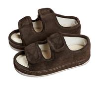 Men Diabetic Swollen Slippers Wide Fit Open Toe Slippers Extra Wide Edema Shoe Adjustable Comfy Elderly Shoes Non Slip Indoor Home Slipper for Swollen Feet Plantar Fasciitis(Brown,7-8)