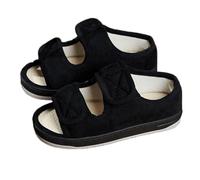 Men Diabetic Swollen Slippers Wide Fit Open Toe Slippers Extra Wide Edema Shoe Adjustable Comfy Elderly Shoes Non Slip Indoor Home Slipper for Swollen Feet Plantar Fasciitis(Black,10-11)