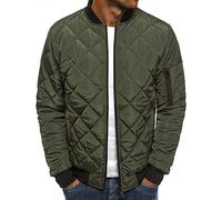 Men Diamond Quilted Bomber Jacket Lightweight Softshell Flight Jackets Windbreaker Varsity Slim Fit Full Zip Coat (Armygreen,Small), Armygreen, Small