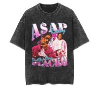 Men Distressed Hip Hop T Shirt Rapper Graphic Print T Shirt 2022 Summer Streetwear Tops Tees Harajuku Ripped Washed Short Sleeve Black M