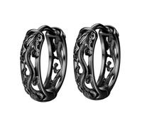 Men Dragon Loop Earrings 1 Pair Plated Metal Black 1.6x0.4x0.4cm