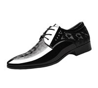 Men Dress Shoes Genuine Leather Anti-Slip Non Slip Resistant Outdoor Lace-up Brogue Party(Negro,7 UK)