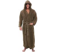 Men Dressing Gown Hooded Warm Robes Flannel Soft Bathrobe with Pockets Long Length Housecoat for Winter Towelling Terry Cotton Warm for Bath Robe Shawl Bathrobe Hotel Spa Plus Size S-XXXXXL