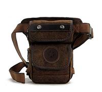 Men Drop Leg Bag Thigh Pouch Motorcycle Tactical Military Canvas Belt Fanny Pack Travel Riding Coffee