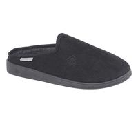 Men DUNLOP Black Ribbed Velour Mule Slipper Textile Covered TPR Sole