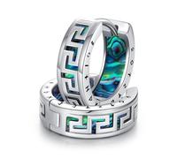 Men Earrings Viking Hoop Earrings Silver Celtic Earring Men Runes Huggies Earring Hypoallergenic Nordic Abalone Jewellery for Boys Women