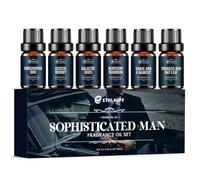 Men Essential Oils Set - TOP 6 Gentlemen's Fragrance Oil for Diffuser, Candle & Soap Making - Tobacco and Bay Leaf, Kentucky Bourbon, Galactic Skies, Scotch Whisky, Birchwood Oud