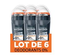 Men Expert Magnesium Deodorant Roller, 48 Hours, Hypoallergenic, Pack of 6