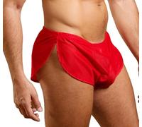 Men Extreme Mesh Shorts Large Split Sides Underwear Boxers Briefs Red M