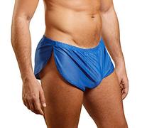 Men Extreme Mesh Shorts with Large Split Sides Underwear Boxers Briefs Blue XXL