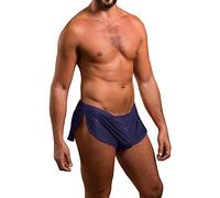 Men Extreme Mesh Shorts with Large Split Sides Underwear Boxers Briefs Dark Blue XL
