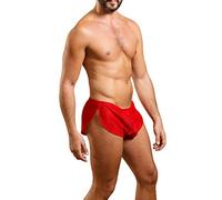 Men Extreme Mesh Shorts with Large Split Sides Underwear Boxers Briefs Red Large