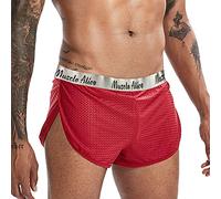 Men Extreme Mesh Shorts with Large Split Sides Underwear Boxers Briefs Red XL