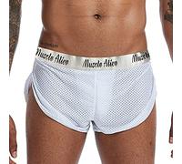 Men Extreme Mesh Shorts with Large Split Sides Underwear Boxers Briefs White XXL