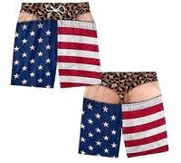Men Fake Two-Piece Beach Boardshorts, Optical Illusion Thong Print Funny Swim Trunks For Beach Use Leopard print M
