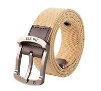 Men Fancy Belts Canvas Quick Release Buckle Outer Belt Men's Outdoor Training Belt (Khaki, L)