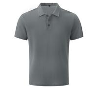 Men Fashion Polo Shirt Lightweight Cool Summer Outfit Regular-Fit Breathable Quick-Drying Workwear Pullover Tops Sporty Tunics (Grey,L)