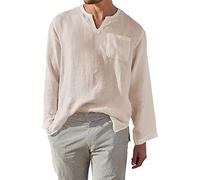 Men Fashion Shirt Temperament Casual Solid Color Outdoor T-Shirt Lightweight Breathable with Pockets Long Sleeves Shirts E-Apricot L