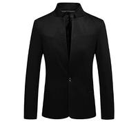 Men Fashion Suit Party Coat Casual Slim Fit Jackets One Buttons Suit Solid Stand Collar Chinese Style Blazers Black