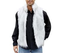 Men Faux Fur Vest Clearance Mens Faux Fur Gilet Today's Deals,Faux Furry Short Coat Jacket Winter Fleece Body Warmer Thermal Waistcoat Thicken Warm Soft Shaggy Vest Luxury Elegant Fur Gilet S-3XL