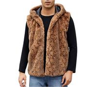 Men Faux Fur Vest Clearance Mens Faux Fur Gilet Today's Deals,Faux Furry Short Coat Jacket Winter Fleece Body Warmer Thermal Waistcoat Thicken Warm Soft Shaggy Vest Luxury Elegant Fur Gilet S-3XL